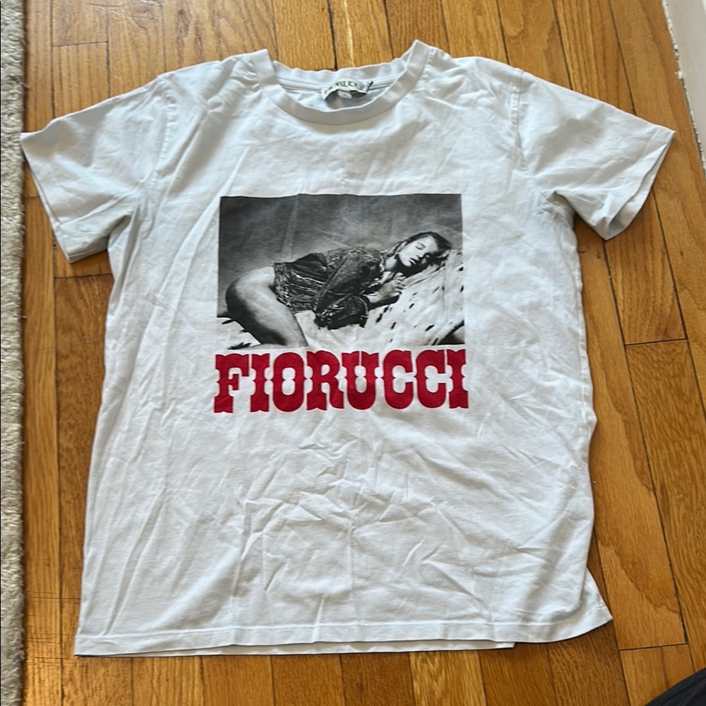 Fiorucci White Short Sleeve Tee with Vintage Print